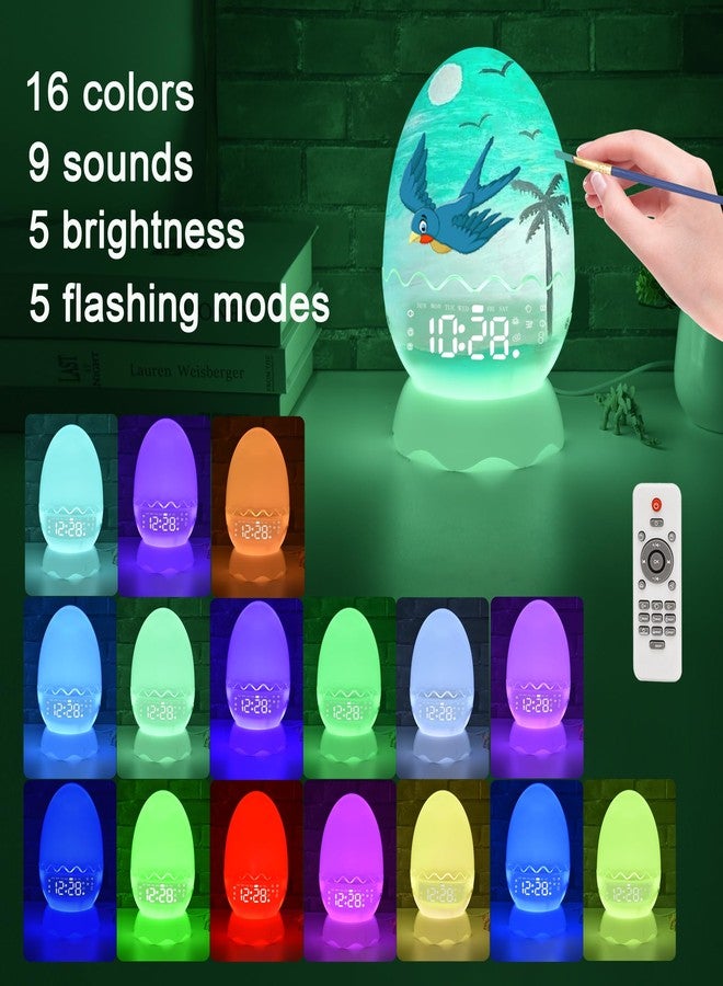 MTDYHY Paint Your Own Glowing Dragon Egg Night Light with Digital Clock Alarm Clock/Bluetooth Speaker, 12 Colors Painting Art & Crafts Kit Supplies for Kids/Adults, Ideal for Graffiti Enthusiasts - Image 5